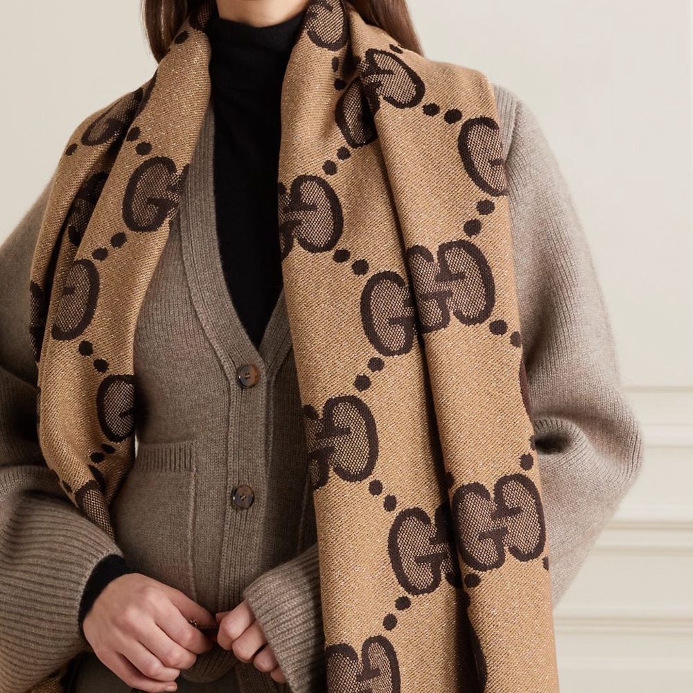 AUTHENTIC GUCCI GG WOOL JACQUARD SCARF